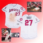 Mike Trout Historical Game Worn Angels Jersey with Matching 2017 Topps Now Card (MLB Holo/PSA Encapsulated)
