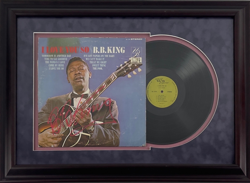 B.B. King Signed "I Love You So" Album Cover w/ Vinyl in Custom Framing (JSA LOA)