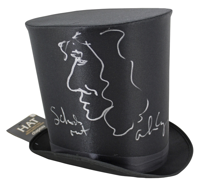 Alice Cooper Signed Top Hat with Self Portrait Sketch & "Schools Out" Inscription (Beckett/BAS Witnessed)