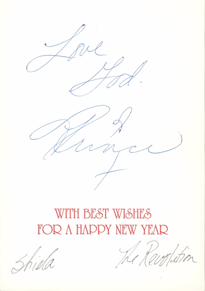 Prince & Sheila E. RARE Dual Signed Christmas Card (Beckett/BAS & JSA LOA)