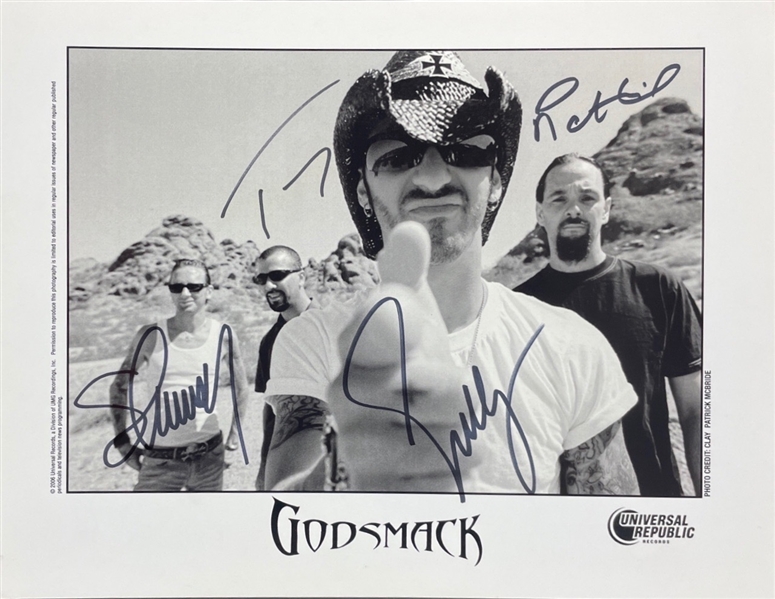 Godsmack: Group Signed 8" x 10" Black and White Photo (Beckett/BAS Guaranteed)