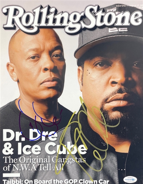 Dr. Dre & Ice Cube Signed 11" x 14" Rolling Stone Photo (Beckett/BAS LOA)