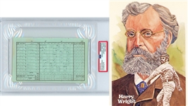Harry Wright Handwritten and Initials-Signed 1885 Scorecard (PSA Encapsulated) 