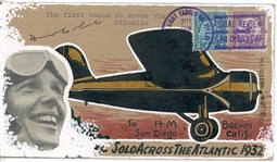 Amelia Earhart Signed 6.5” x 3.75” Hand Painted Postal Cover (Beckett/BAS Guaranteed)