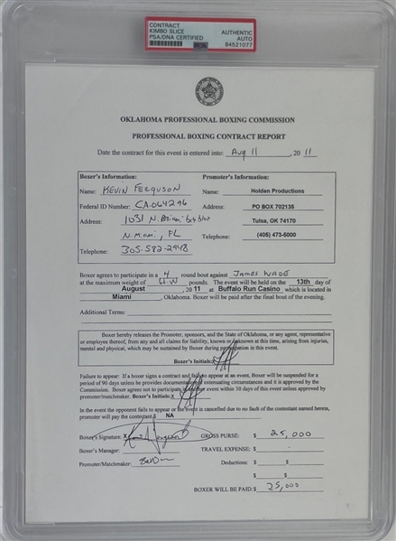 Kimbo Slice Signed Contract for First Boxing Match (PSA/DNA Encapsulated)