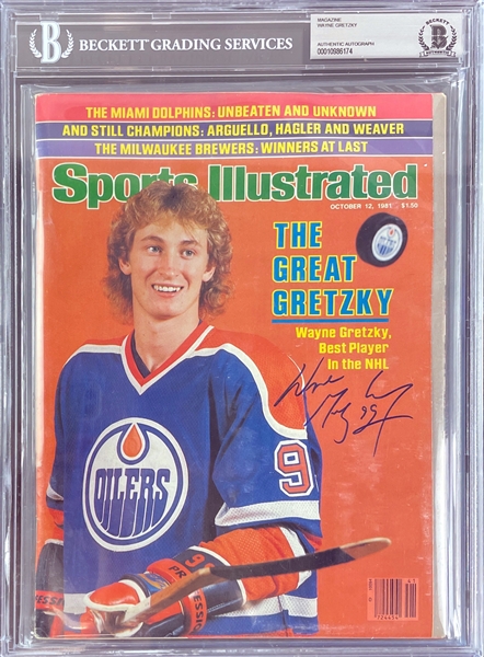 Wayne Gretzky Signed 1981 Sports Illustrated Magazine (BAS ENCAPSULTED)