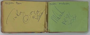 AC/DC : Lot of 5 Autographed Book Pages Scott, Young, Young, Williams, Rudd (Epperson/REAL LOA)