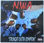 NWA: Dre Dre, Ice Cube, DJ Yella, MC Ren In-Person Signed “Straight Outta Compton” Album Record (JSA Authentication)