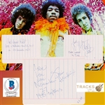 Jimi Hendrix Experience Set of Three Inidividual Signed 8.25" x 6.5" Sheets with One-of-A-Kind Inscriptions (Tracks UK LOA & Beckett/BAS Guaranteed)