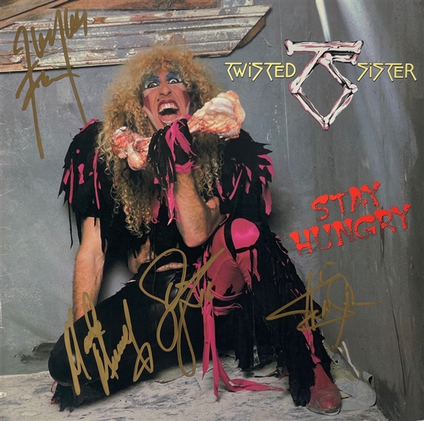 Twisted Sister: Group Signed "Stay Hungry" Album Cover (4 sigs)(Beckett/BAS Guaranteed)
