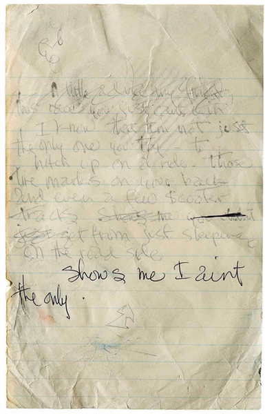 Jimi Hendrix AMAZING Handwritten Working Lyrics for Crosstown Traffic from Electric Ladyland Album! (Beckett/BAS Encapsulated & JSA LOA)