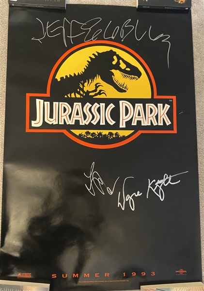 Jurassic Park 1993 original advance theatrical poster sign by 3 (Beckett/BAS Guaranteed)