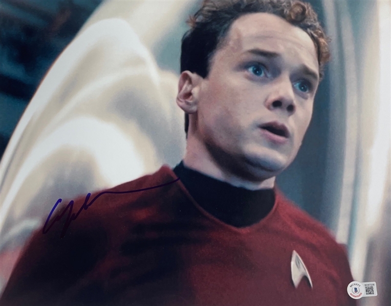 Star Trek: Anton Yelchin Signed 11" x 14" Photo (BAS COA) (Steve Grad Autograph Collection) 