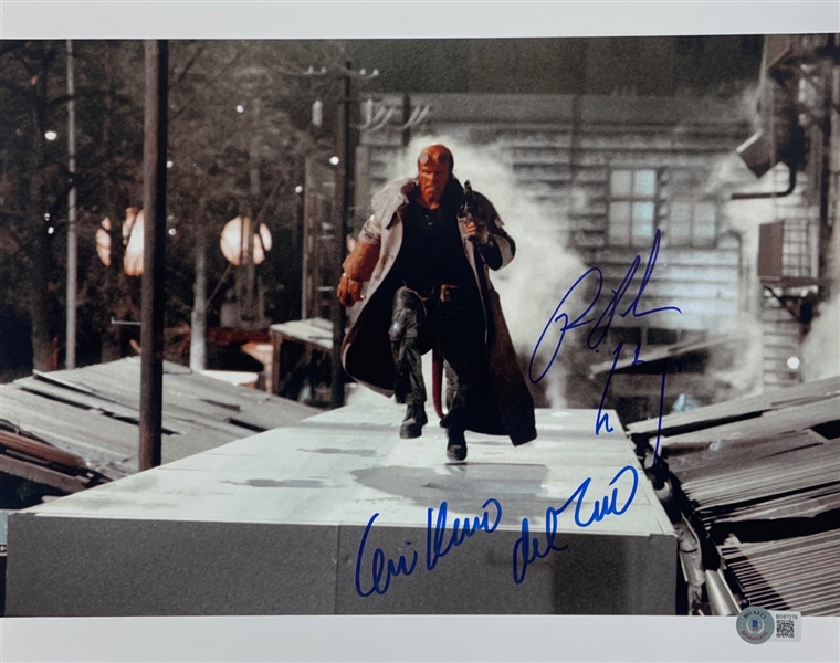 Hellboy: Guillermo Del Toro & Ron Perlman Signed 11" x 14" Photo (BAS COA)(Steve Grad Autograph Collection)