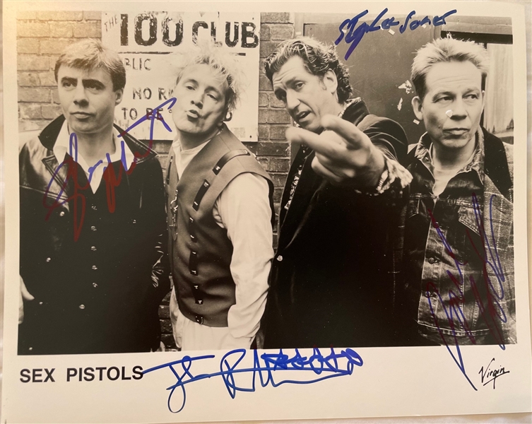 Sex Pistols Group Signed Promo Photo (4 Sigs) (Beckett/BAS Guaranteed) 