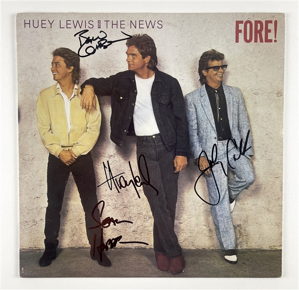 Huey Lewis & The News Group Signed “Fore!” Album Record (4 Sigs) (Beckett/BAS Guaranteed)