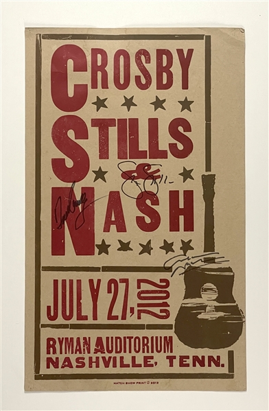 Crosby, Stills & Nash Signed 13.25” x 22” Concert Poster (Beckett/BAS Guaranteed)