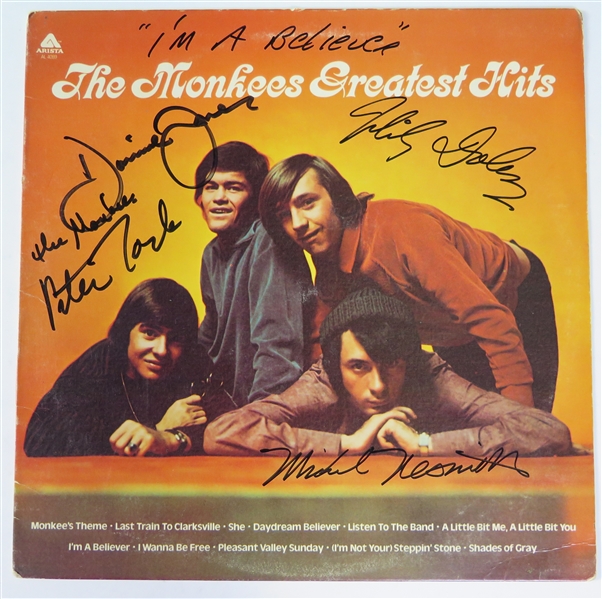 The Monkees Group Signed "Greatest Hits" Record Album Cover (4 Sigs) (JSA LOA)