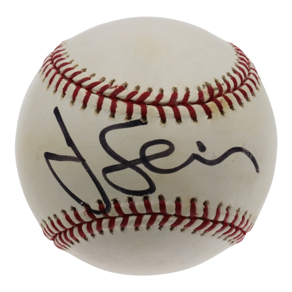 Jerry Seinfeld & Keith Hernandez dual signed Seinfeld themed ROMLB baseball (JSA COA)