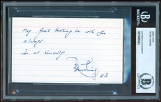 Peter Cushing Signed & Inscribed 3" x 5" Segment (Beckett/BAS Encapsulated)