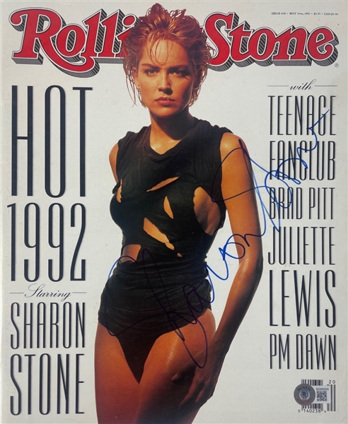 Sharon Stone Signed 1992 Rolling Stone Magazine (Beckett/BAS COA) (Steve Grad Autograph Collection) 