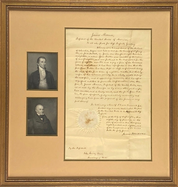 James Monroe & John Quincy Adams Dual-Signed 1818 Court Document (JSA LOA) 