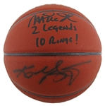 Kobe Bryant & Magic Johnson Signed Basketball w/ "2 Legends 10 Rings" Inscription! (Beckett/BAS LOA)