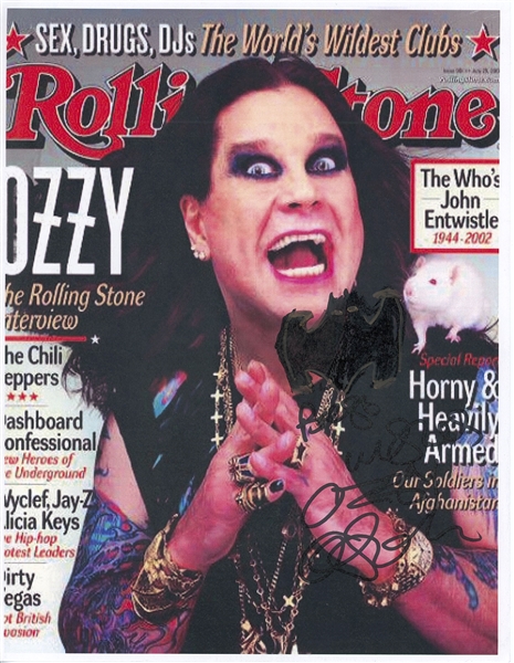 Ozzy Osbourne Signed 8.5” x 11” Laser Print of Rolling Stones Magazine Cover (Beckett/BAS Guaranteed) 