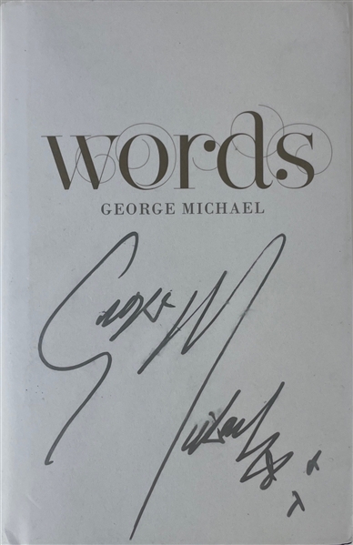 Lot of 3: George Michael Signed Words Hardcover Book, Tour Book, and Record Album w/ Vinyl (Epperson/REAL LOA)