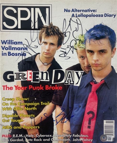 Green Day: Group Signed 1995 Spin Magazine (BAS LOA) (Steve Grad Autograph Collection) 