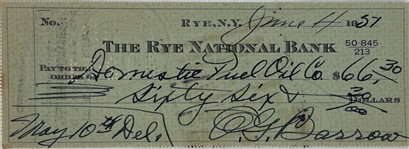 Ed Barrow Signed 1957 Bank Check (Beckett/BAS Guaranteed)