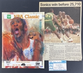 Michael Jordan Signed 1990 NBA Classic Game Program with Original Ticket Stub & Articles (PSA/DNA LOA)