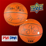 Michael Jordan, Magic Johnson & Larry Bird Signed NBA Leather Game Model Basketball (UDA, PSA/DNA & Bird Hologram)