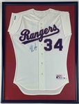 Nolan Ryan Signed Rangers Jersey in Custom Framed Display (PSA/DNA)