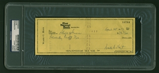 Waite Hoyt Near-Mint Signed & Handwritten 1977 Personal Bank Check (PSA/DNA Encapsulated)