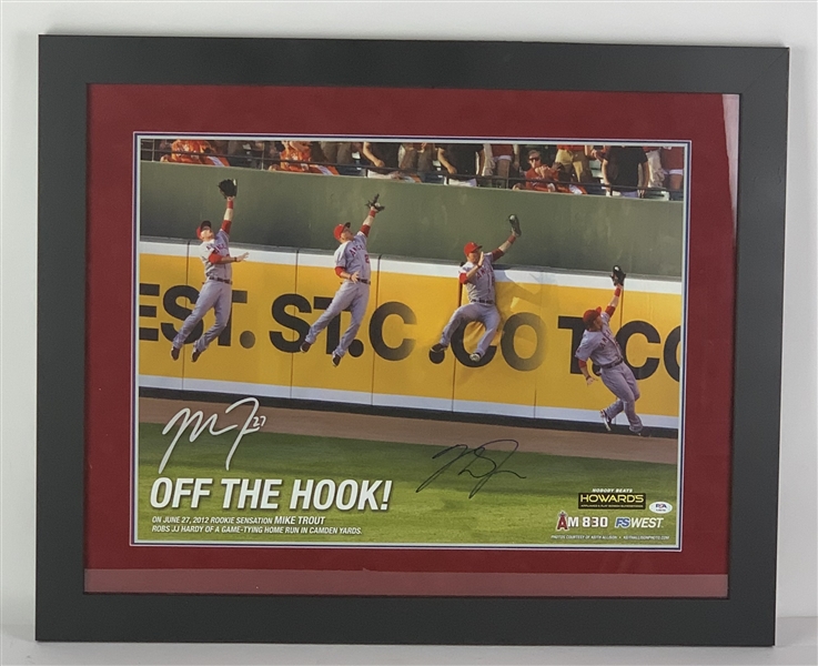 Mike Trout Signed & Framed Angels 2012 Off The Hook"! Game Saving Moment Photo (PSA/DNA)