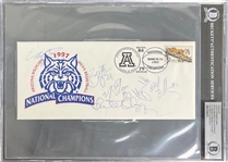 Multi-Signed 1997 Wildcats Championship Envelope (6 Sigs)(Beckett/BAS Encapsulated)