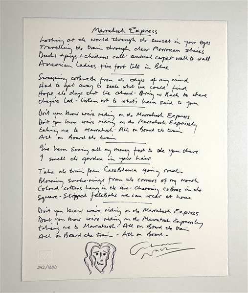 Graham Nash Signed Limited-Edition “Marrakesh Express” Manuscript (Beckett/BAS Guaranteed) 