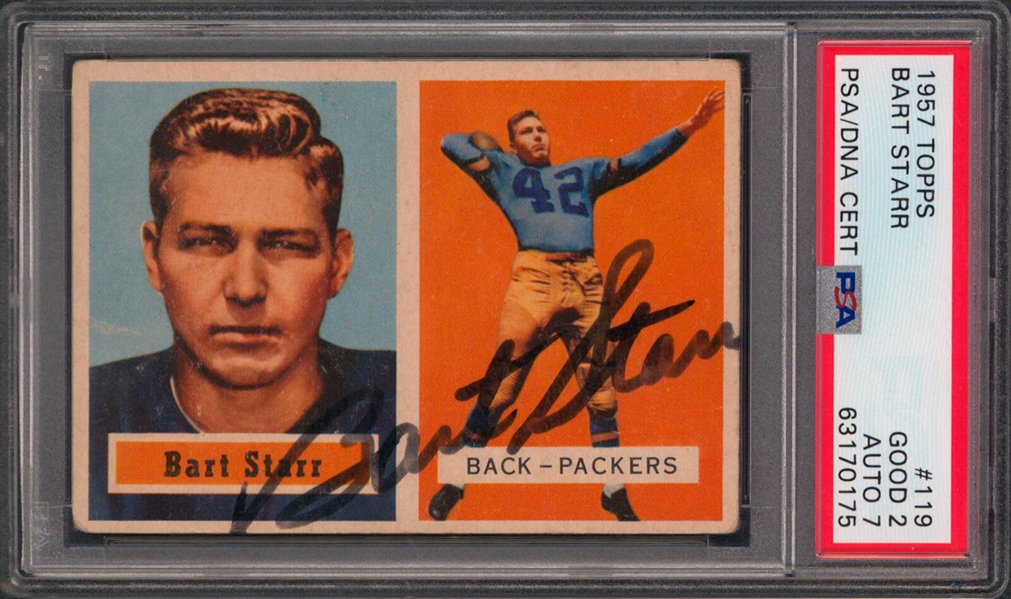 Bart Starr ULTRA RARE Signed 1957 Topps Rookie Card (PSA/DNA Encapsulated)
