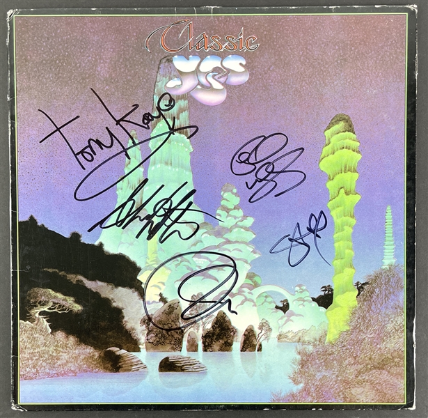 Yes : Kaye, Howe, Anderson, White, and Wakeman Signed Album Cover (BAS Guaranteed)