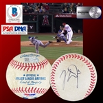 Mike Trout Career Hit #747 Game Used & Signed OML Baseball (MLB Authentication, PSA/DNA & Beckett/BAS LOA)