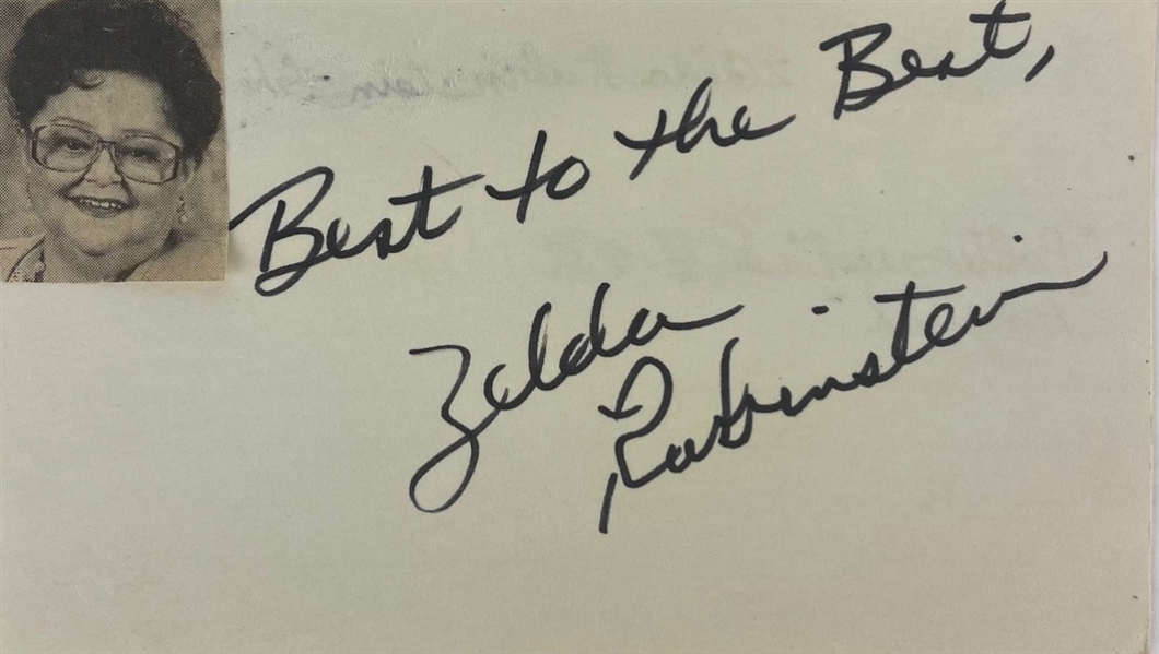 Zelda Rubenstein Signed & Inscribed Index Card, Rare Autograph! (Beckett/BAS)