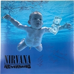 Nirvana Amazing Complete Band Signed 40" x 40" Promotional Poster for "Nevermind" - Also Signed by The Nirvana Baby! (JSA & Epperson/REAL LOAs)