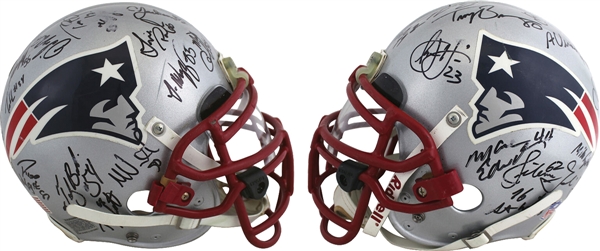 2001 Bobby Hamilton Game Used, Team Signed & Photo Matched New England Patriots Super Bowl XXXVI Winning Helmet :: 30 Signatures Incl. Tom Brady (JSA & Sports Investors Authentication)