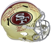 Jerry Rice Signed Full Size 49ers Chrome Helmet with Handwritten Career Stats! (Beckett/BAS)