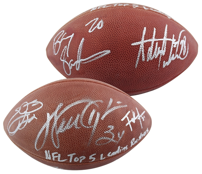 NFL All-Time Leading Rushers Multi Signed Football with Payton, Sanders, Smith, etc. (5 Sigs)(Beckett/BAS LOA)