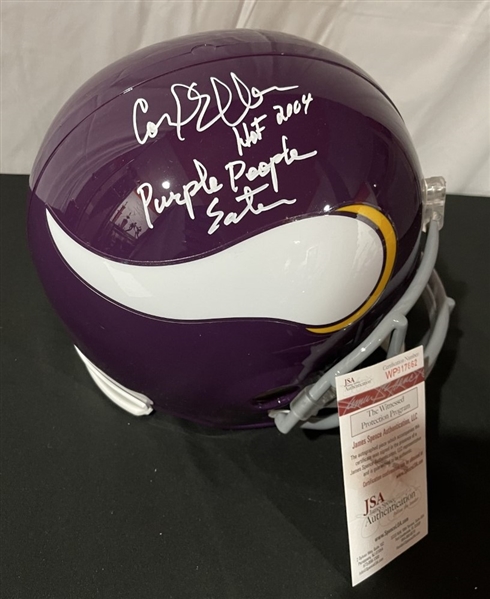 Carl Eller Signed & "Purple People Eater, HOF" Inscribed Vikings Helmet (JSA COA)