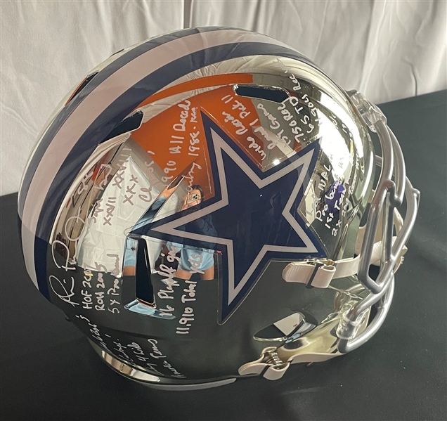 Michael Irvin Signed & Inscribed Chrome Cowboys Helmet with Amazing 23 Career Stats! (Beckett/BAS Witnessed)