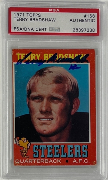 Terry Bradshaw Signed 1971 Topps Rookie Card (PSA/DNA Encapsulated)