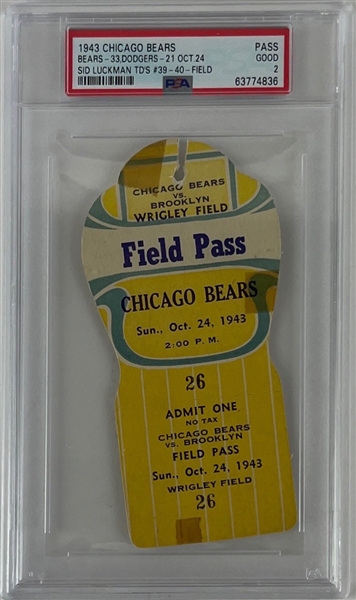1943 Chicago Bears Field Pass :: HOFer Luckmans #39-40 TDs! (PSA/DNA Encapsulated)